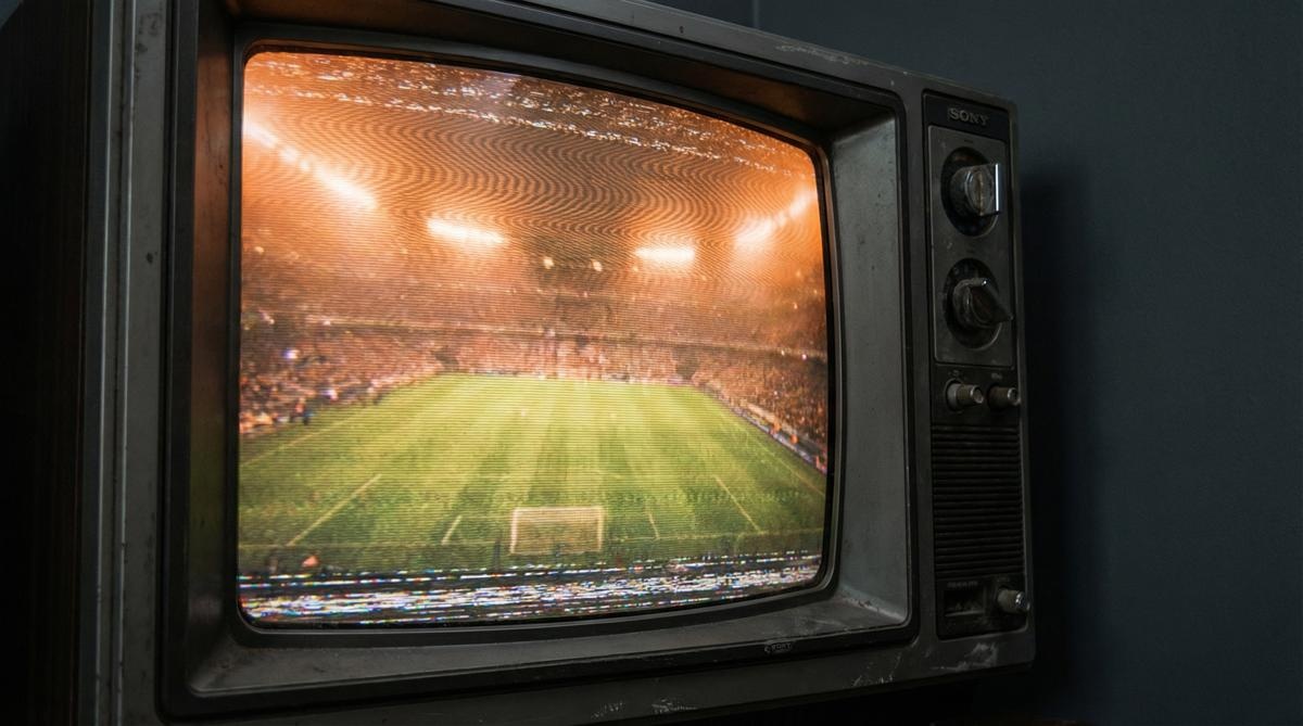 复古电视显示体育赛事画面 - FIFA2026世界杯